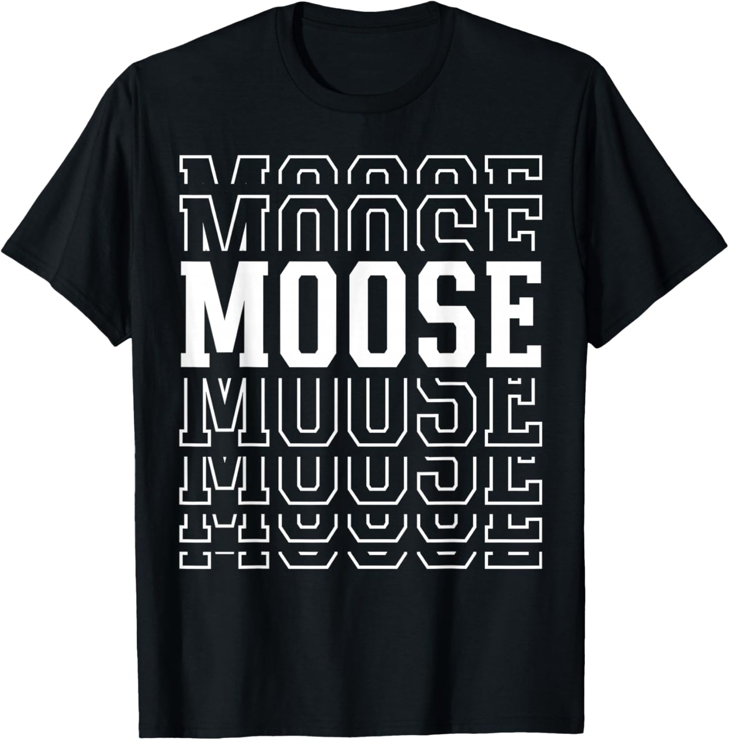 Moose Layered Text Costume Animal Lover T-Shirt - T-Shirt | Black