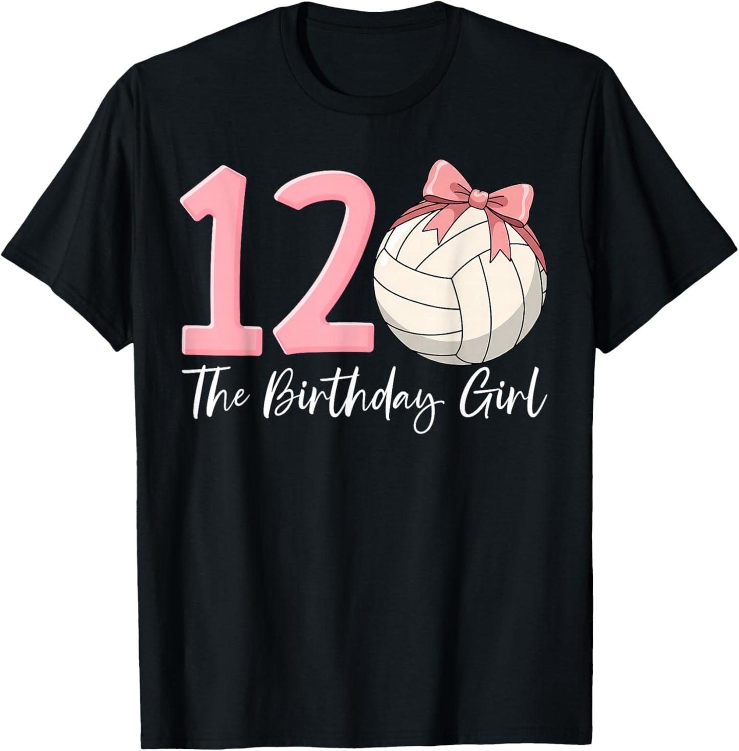 12th Birthday Girl Volleyball Ball Coquette Pink 12 T-Shirt - T-Shirt | Black