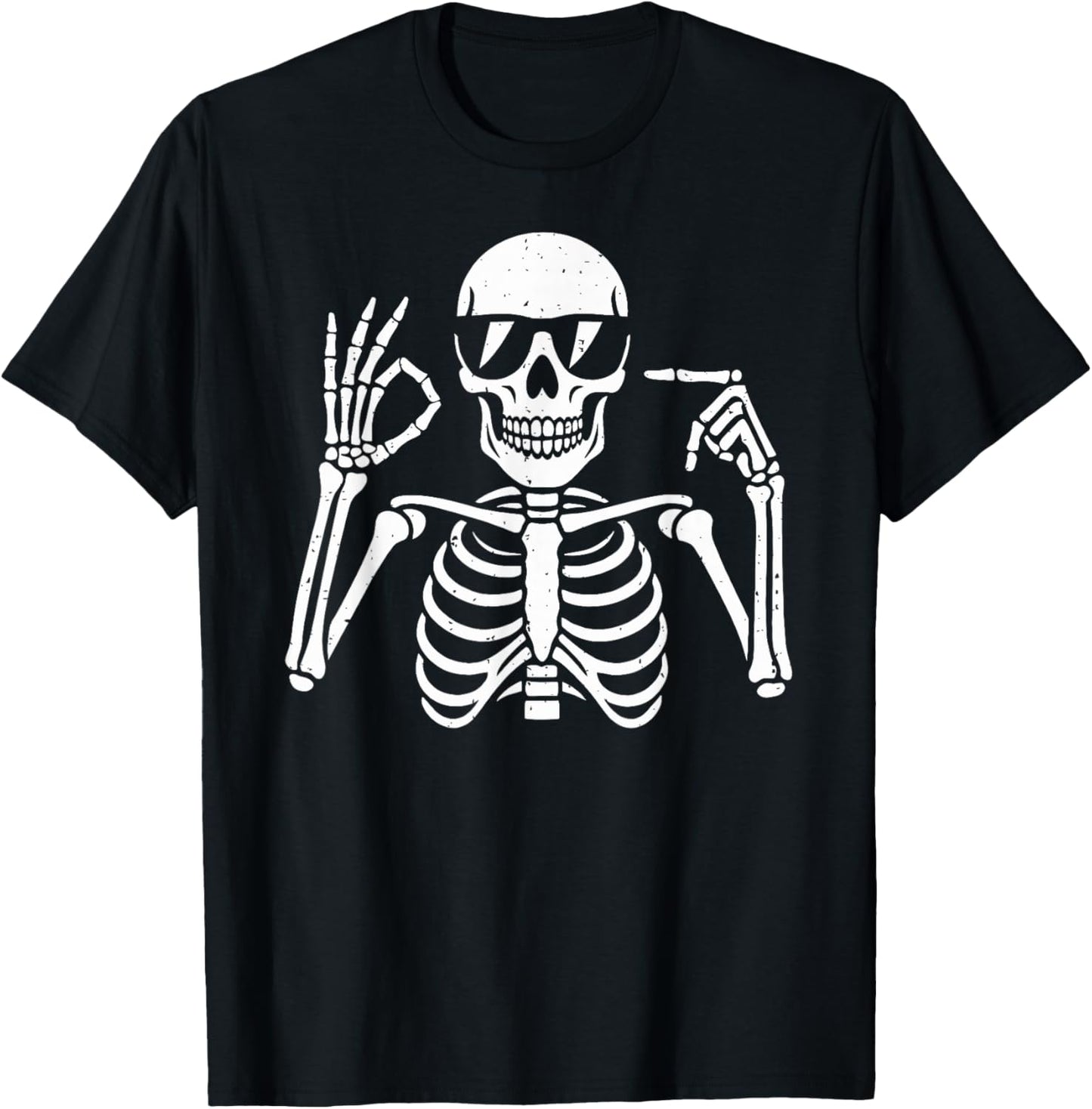Funny Six Seven Meme Trendy Skeleton Halloween Gen Z Slang T-Shirt - T-Shirt | Black