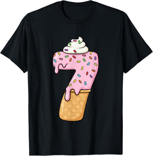 #7 Jersey Uniform Drip Teen Slang, Funny Ice Cream, 7th T-Shirt - T-Shirt | Black