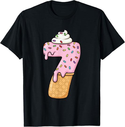 #7 Jersey Uniform Drip Teen Slang, Funny Ice Cream, 7th T-Shirt - T-Shirt | Black