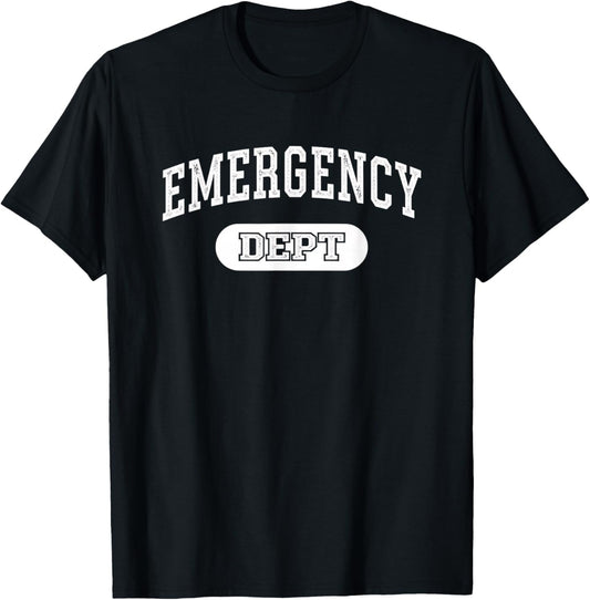 Nurse Emergency Dept Retro Collegiate ER Emergency Room T-Shirt - T-Shirt | Black