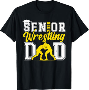Retro Senior Wrestling Dad 2026 Senior Dad Class of 2026 T-Shirt - T-Shirt | Black