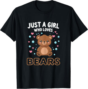 Kawaii Bear Just A Girl Who Loves Bears Shirts for Girls T-Shirt - T-Shirt | Black