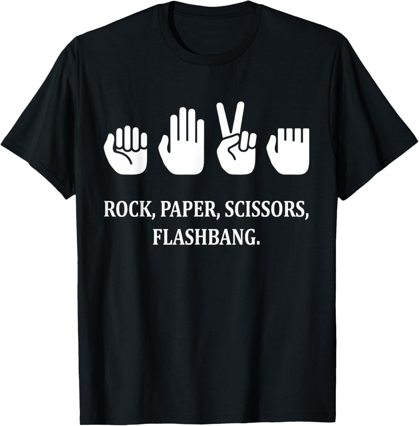 Rock Paper Scissors Flash Sign Language Funny T-Shirt - T-Shirt | Black