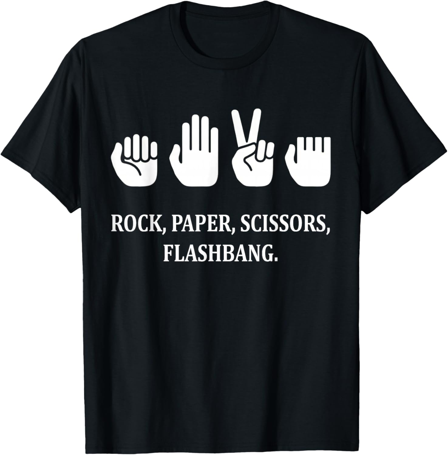 Rock Paper Scissors Flash Sign Language Funny T-Shirt - T-Shirt | Black