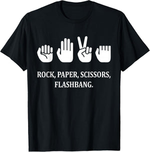 Rock Paper Scissors Flash Sign Language Funny T-Shirt - T-Shirt | Black