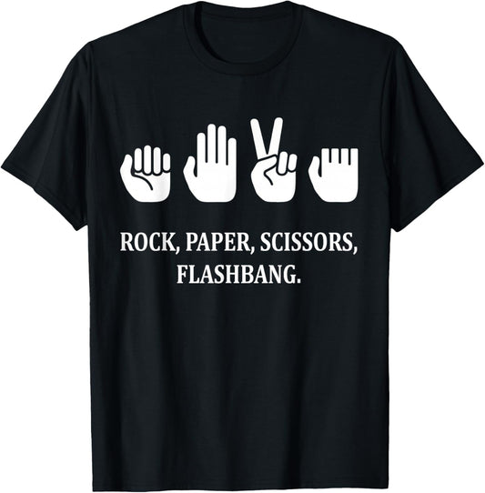 Rock Paper Scissors Flash Sign Language Funny T-Shirt - T-Shirt | Black