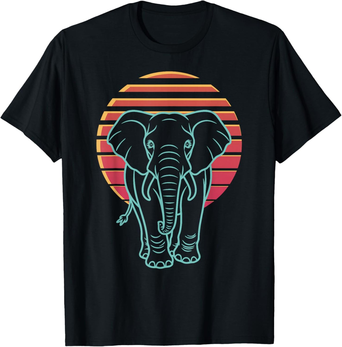 Elephant Lover Animal Retro Synthwave 80s T-Shirt - T-Shirt | Black