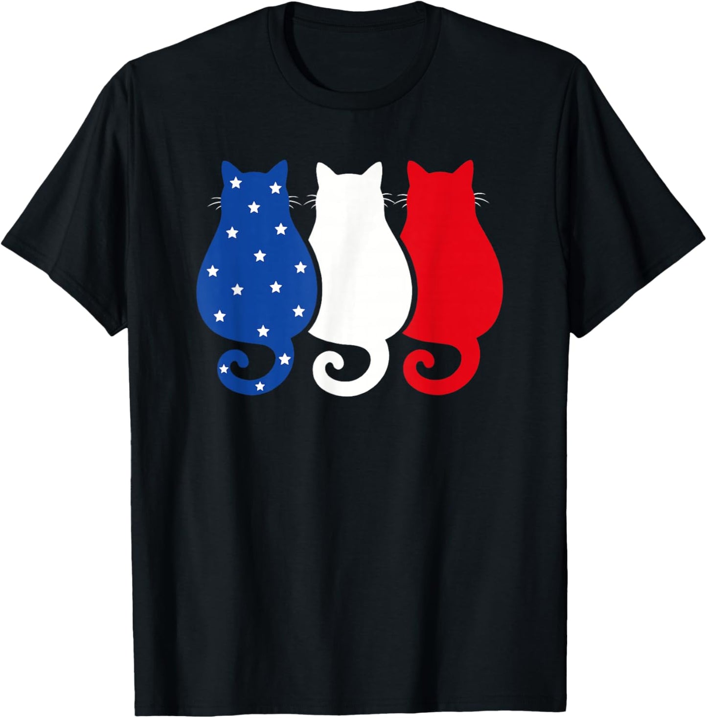 USA Flag Cats 4th of July Men Women Kids Funny Patriotic T-Shirt - T-Shirt | Black