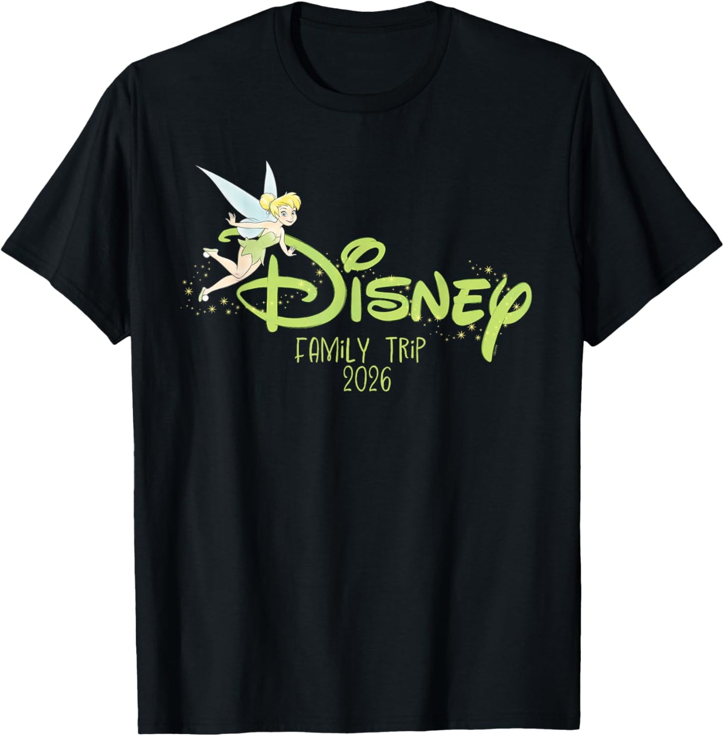 Disney Script Logo Tinker Bell Family Trip 2026 Vacation T-Shirt - T-Shirt | Black