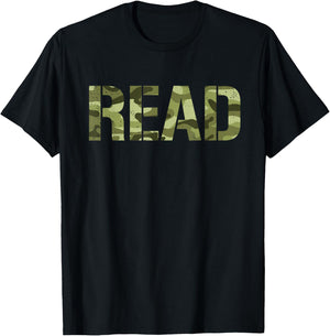 Camo Read Teacher Boys Retro Vintage Camouflage Reading T-Shirt - T-Shirt | Black