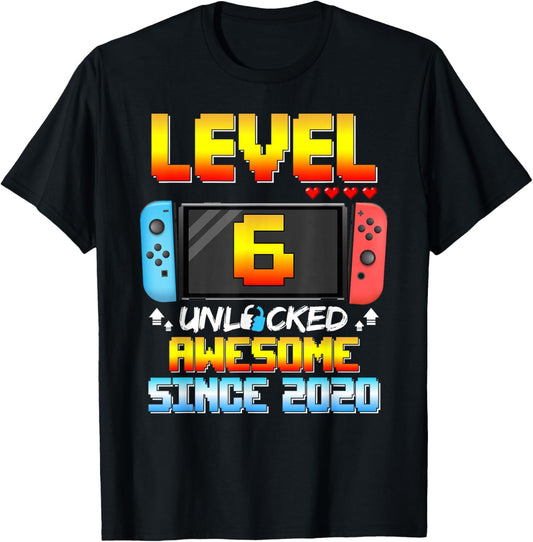 Level 6 Unlocked Awesome Since 2020 Video Game Kids T-Shirt - T-Shirt | Black