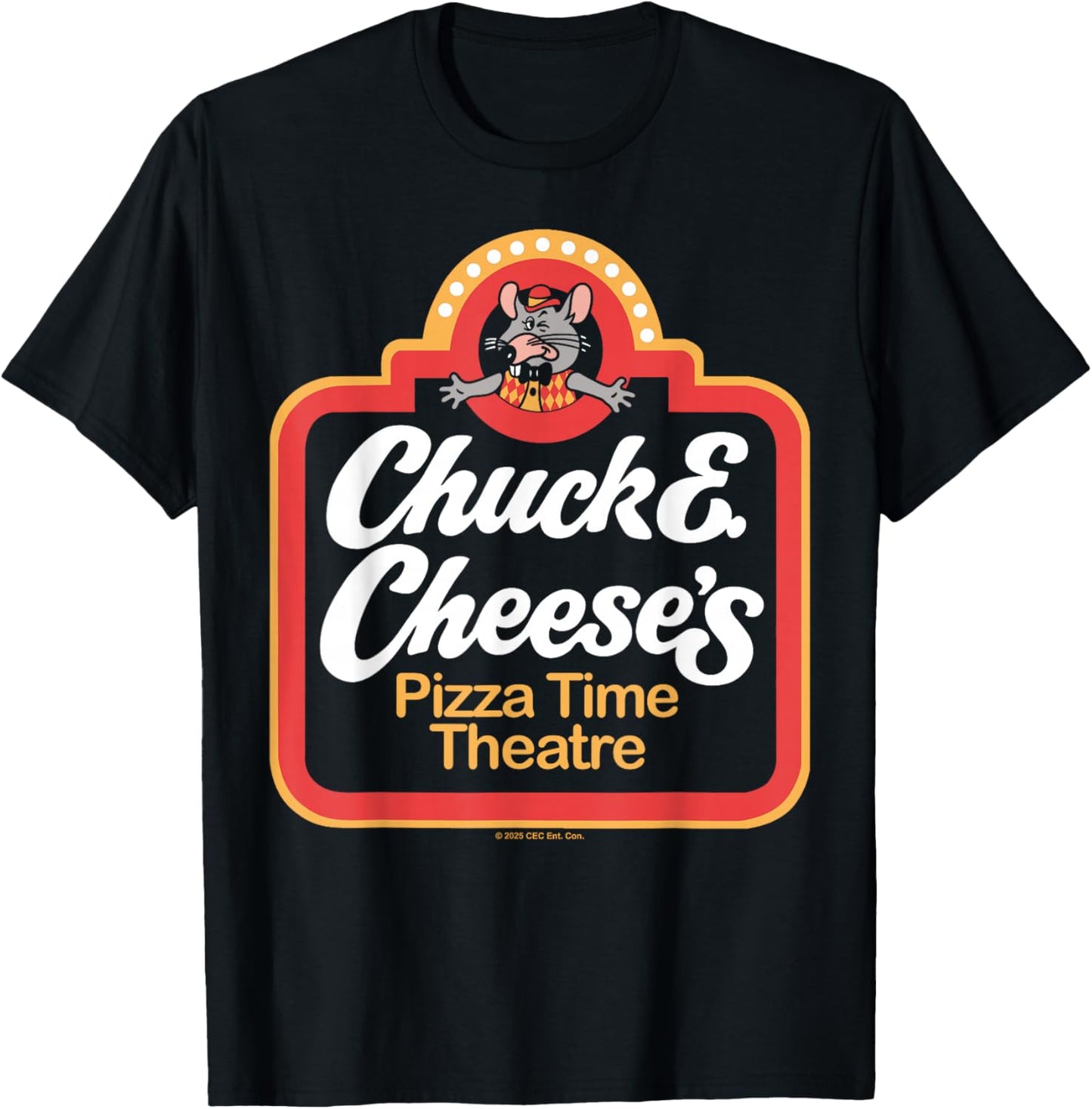 Chuck E. Cheese Classic Chuck E. Cheese's Pizza Time Theatre T-Shirt - T-Shirt | Black
