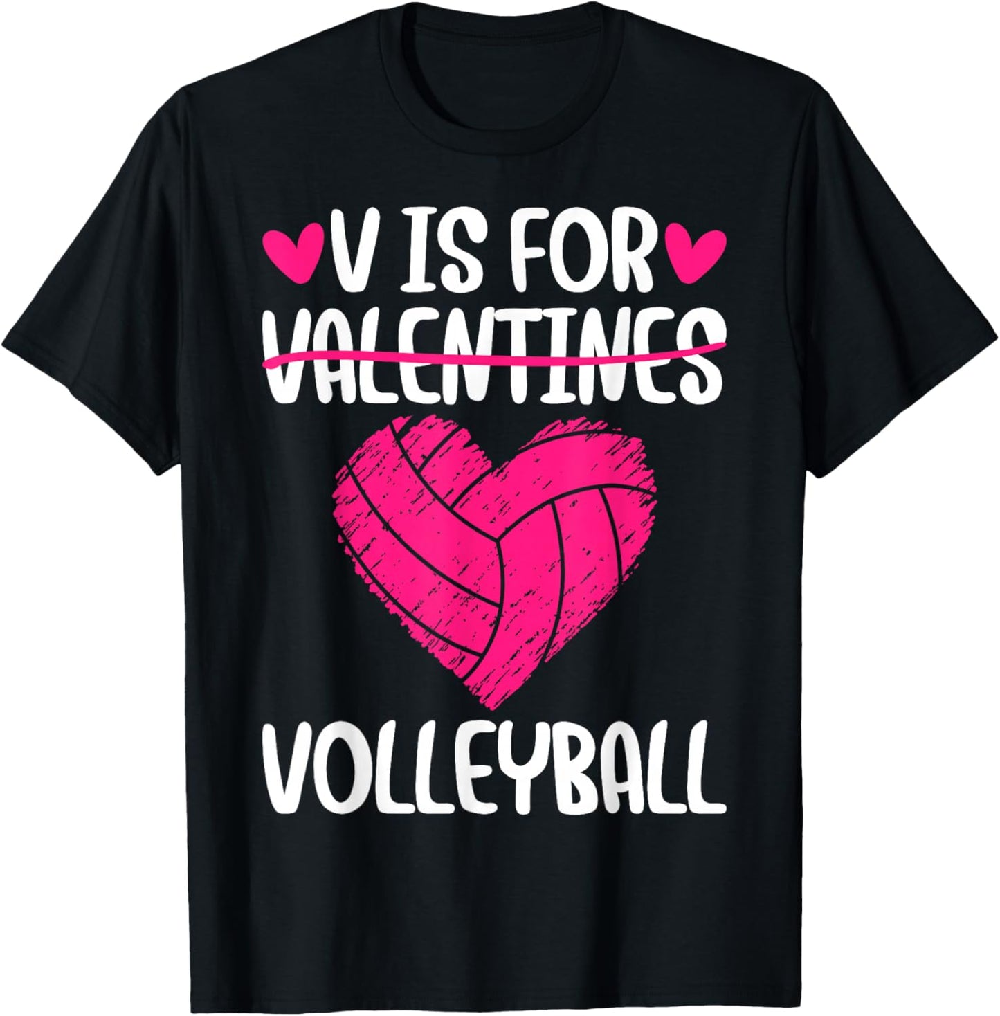 V is for Volleyball Valentine Couple Valentine Day T-Shirt - T-Shirt | Black