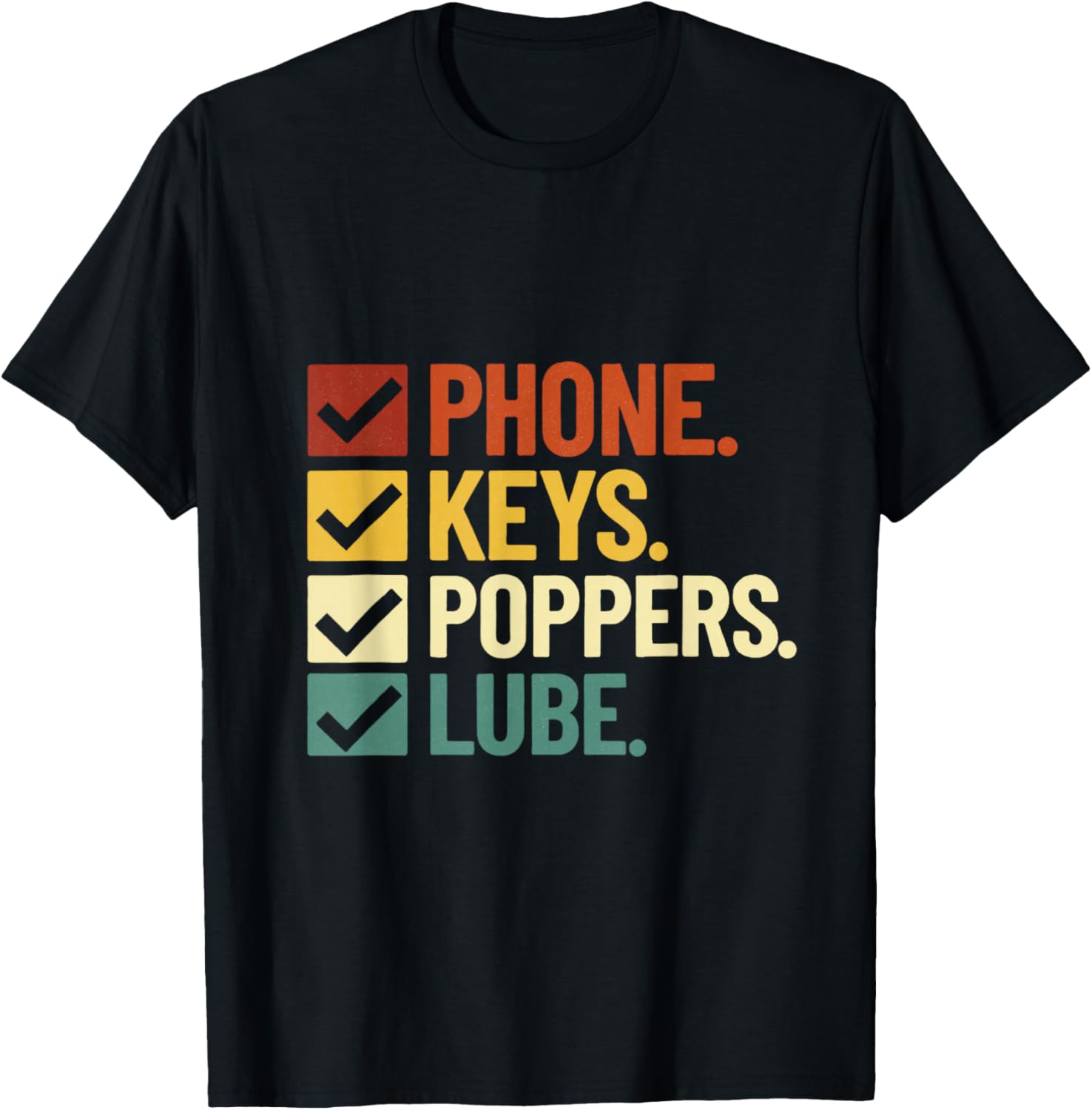 Funny Retro Phone Keys Poppers Lube T-Shirt - T-Shirt | Black