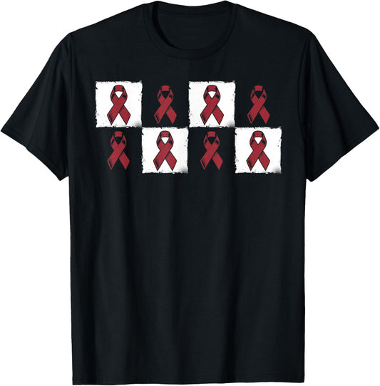 Ribbon- Multiple Myeloma Cancer Awareness Supporter T-Shirt - T-Shirt | Black