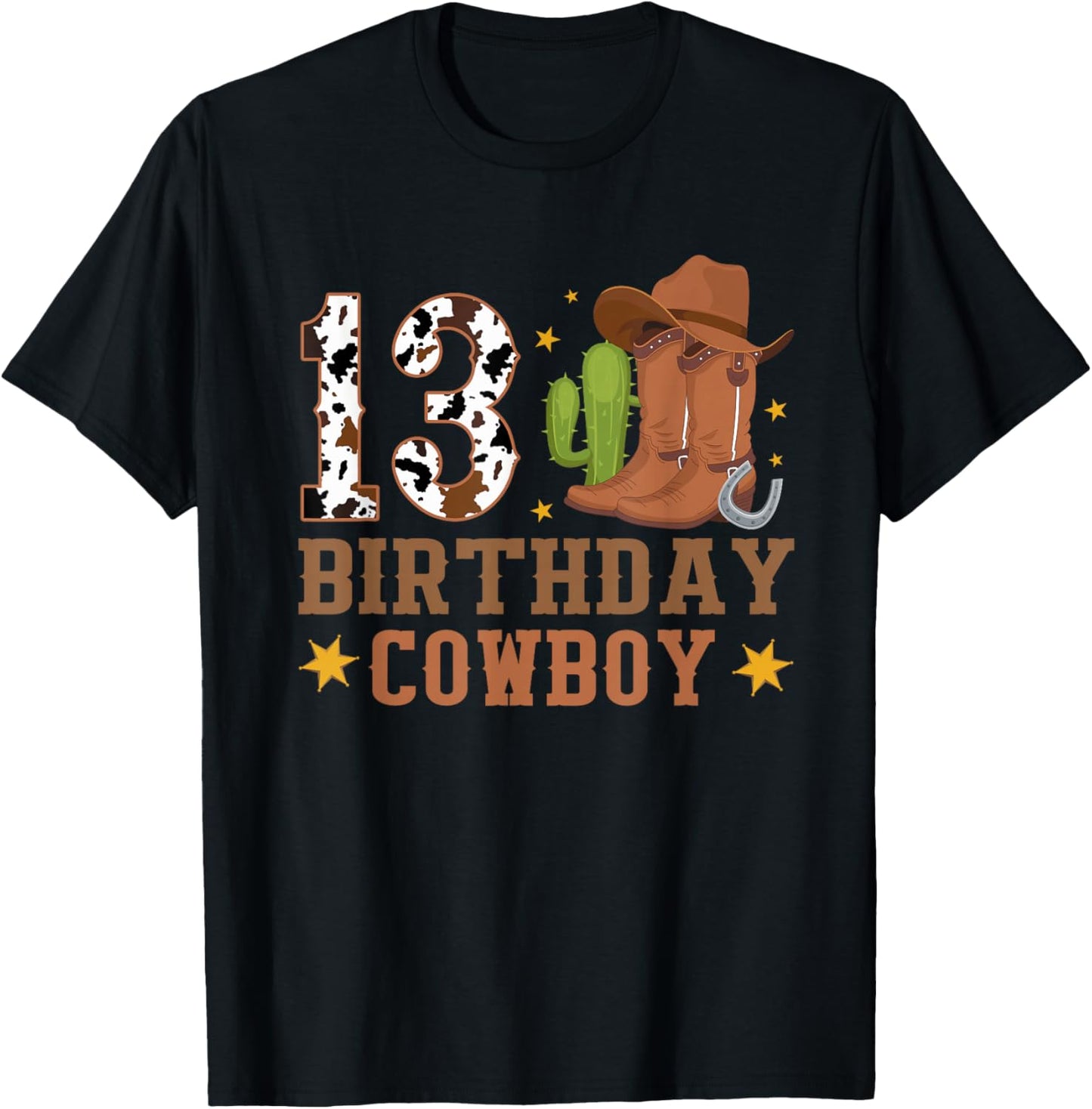 13th Birthday Rodeo Western Cowboy 13 Year Old Birthday T-Shirt - T-Shirt | Black