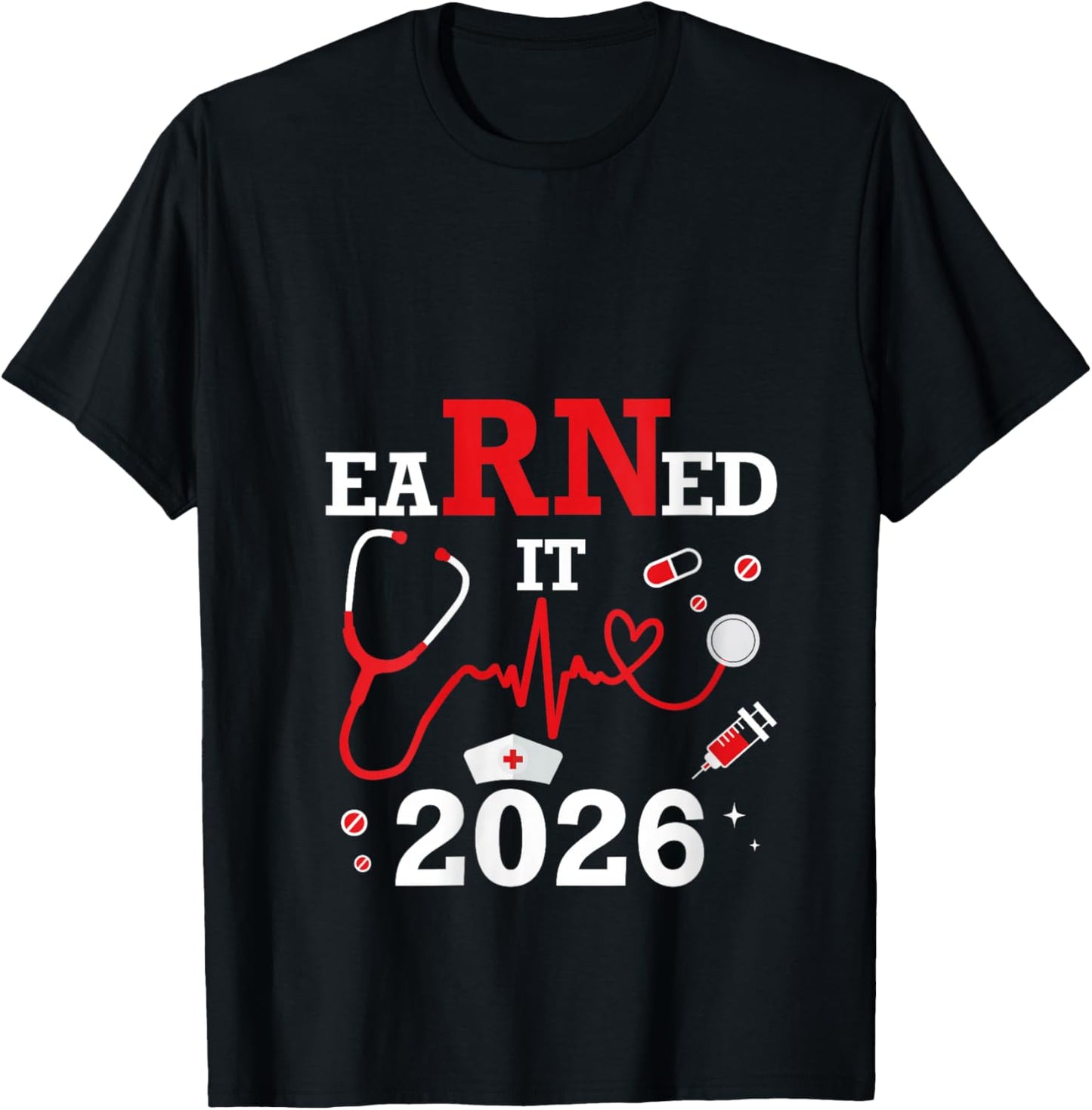 Women's Earned it 2026 for Nurse Graduation or RN LPN Class of V-Neck T-Shirt - T-Shirt | Black