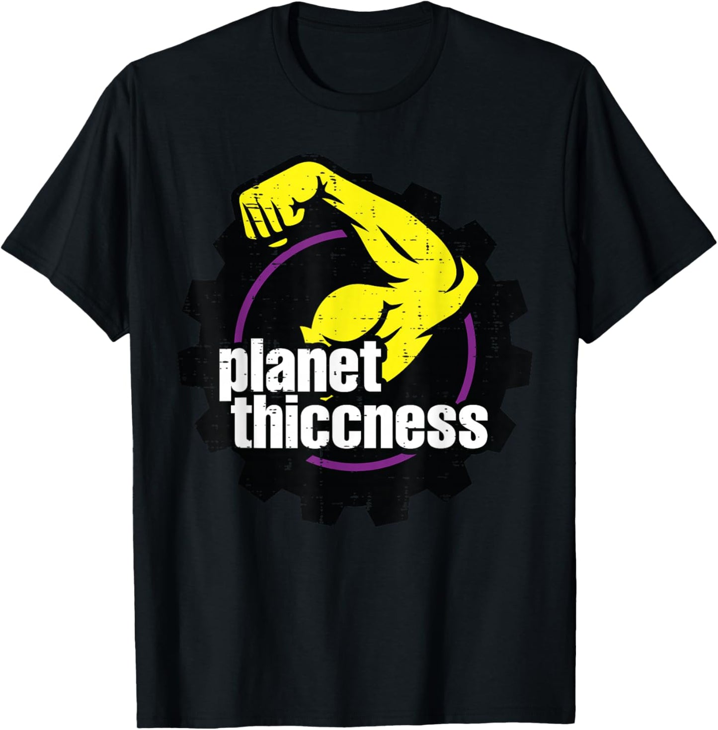 Gym Biceps Planet Thiccness Funny Workout Humor Men Women T-Shirt - T-Shirt | Black