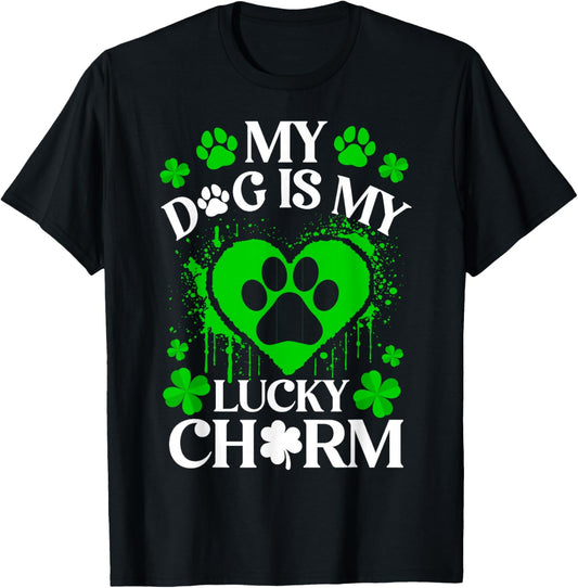 My Dogs is My Lucky Charm Funny Dog Lover St. Patrick’s Day T-Shirt - T-Shirt | Black