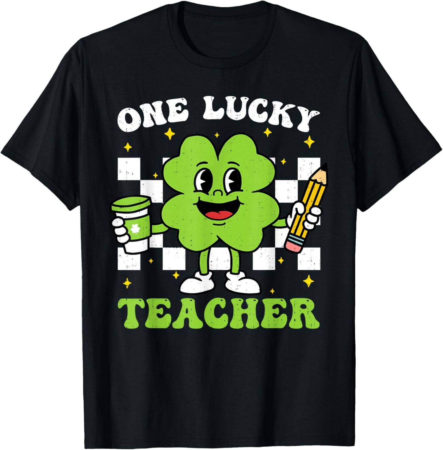One Lucky Teacher St Patrick Day Shamrock Saint Pattys Women T-Shirt - T-Shirt | Black