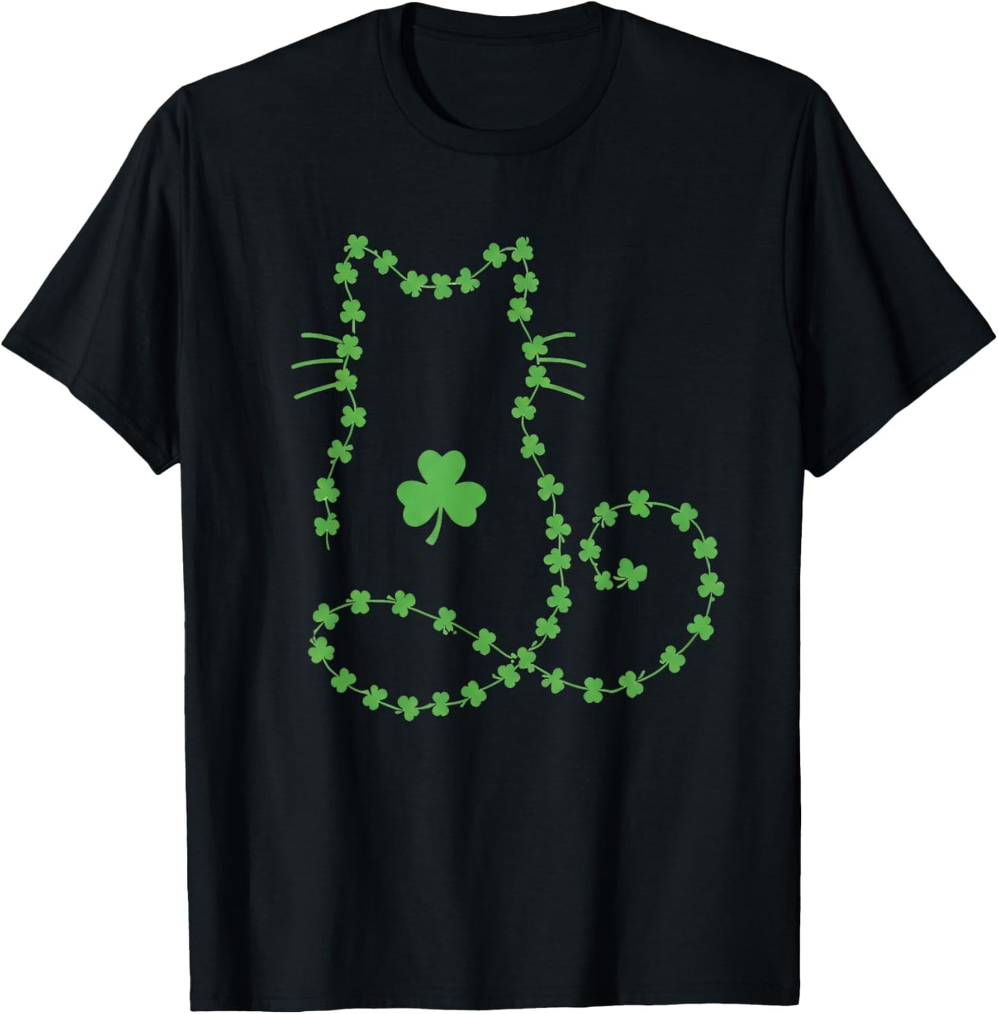 Cat St Patricks Day Shamrocks Retro Cute Kitten Lovers Pet T-Shirt - T-Shirt | Black