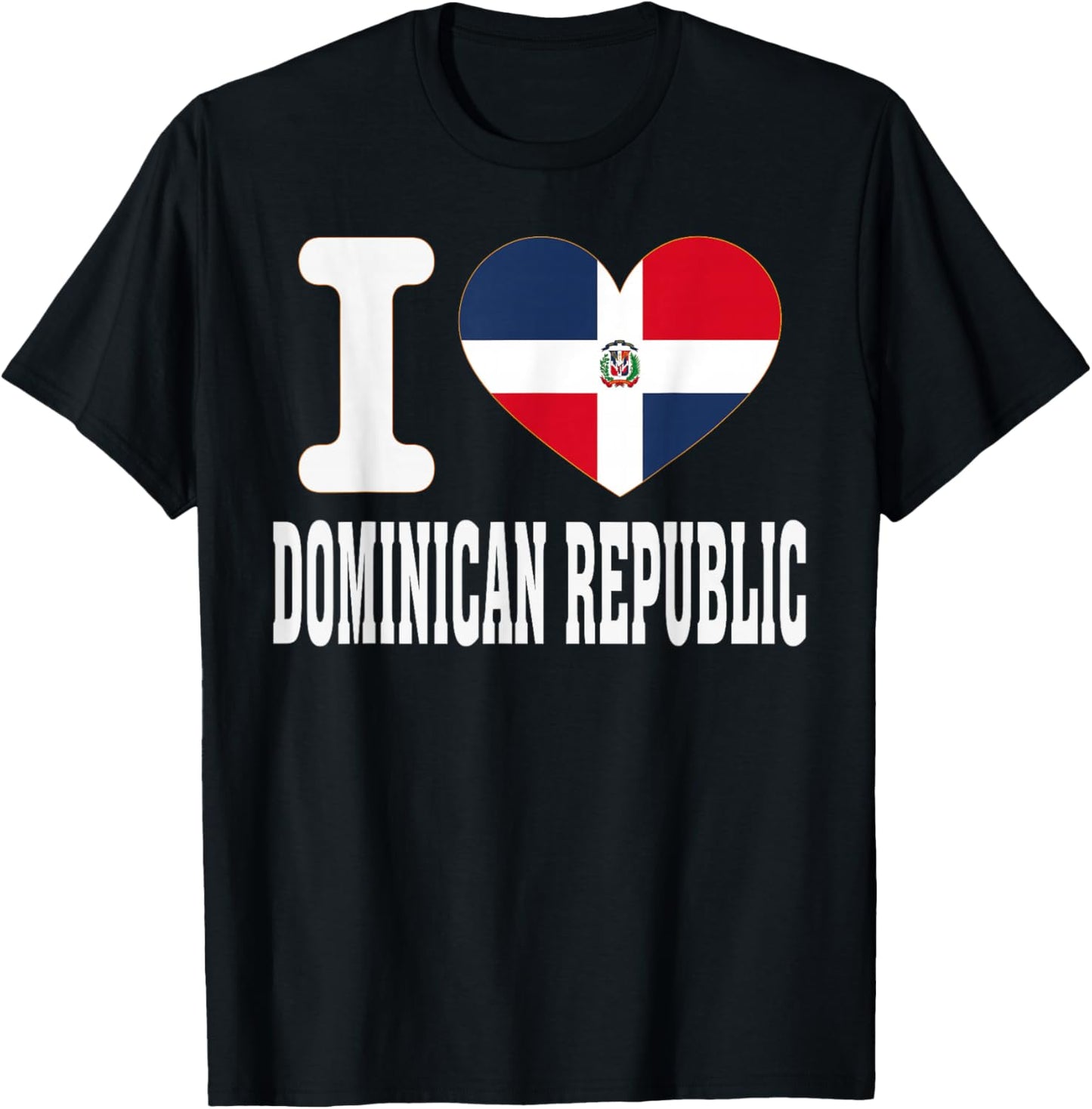 I Love Dominican Republic Heart Souvenir Lovers Pride Travel T-Shirt - T-Shirt | Black