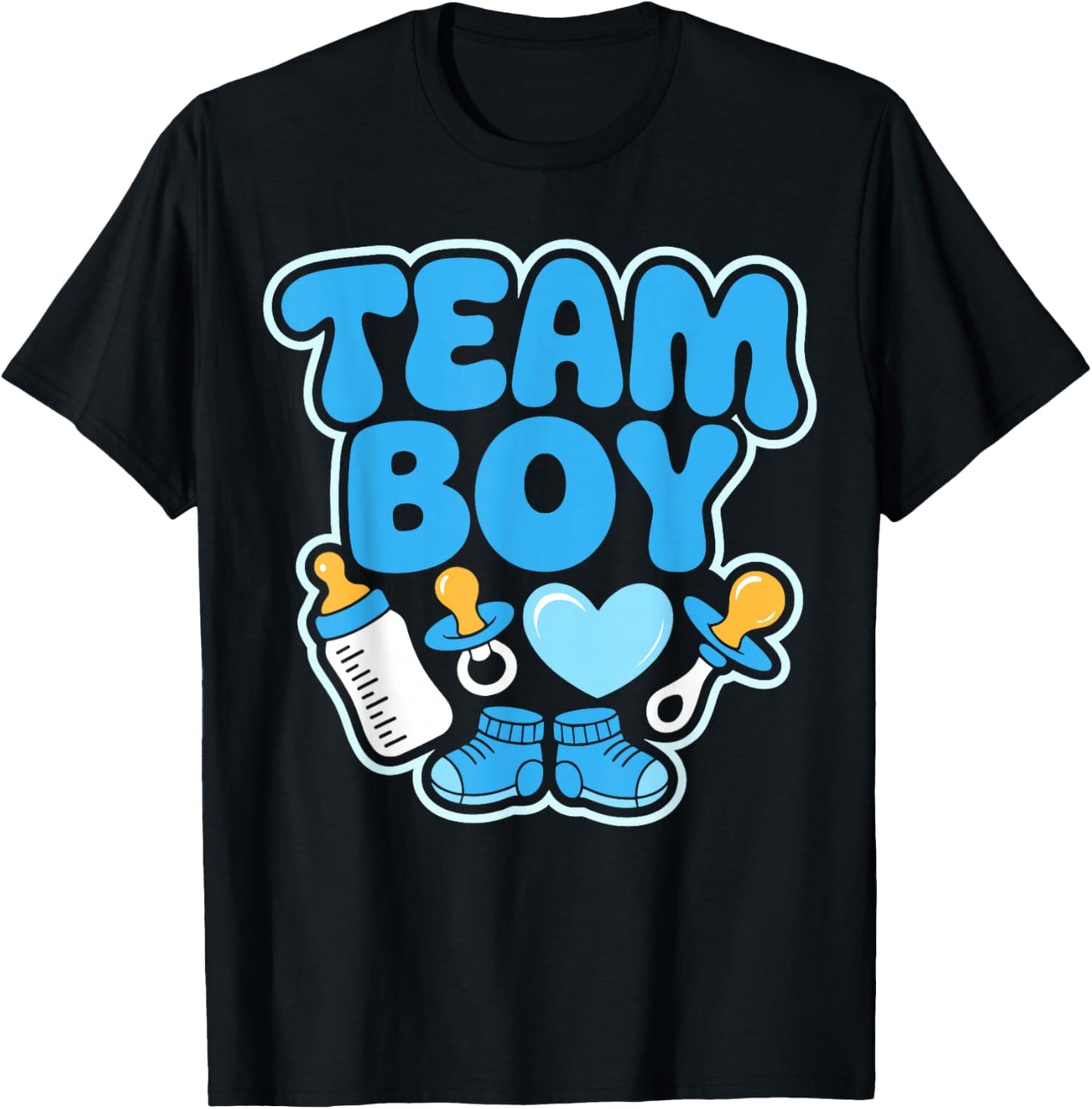 Gender Reveal Party Team Boy Announcement T-Shirt - T-Shirt | Black
