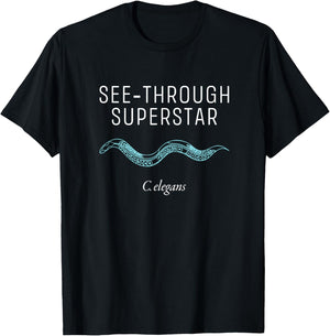 See Through Superstar Biology Bacteria C Elegans T-Shirt - T-Shirt | Black