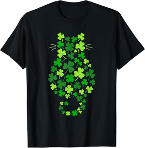 Cat Irish Shamrock Funny St. Patrick's Day T-Shirt - T-Shirt | Black