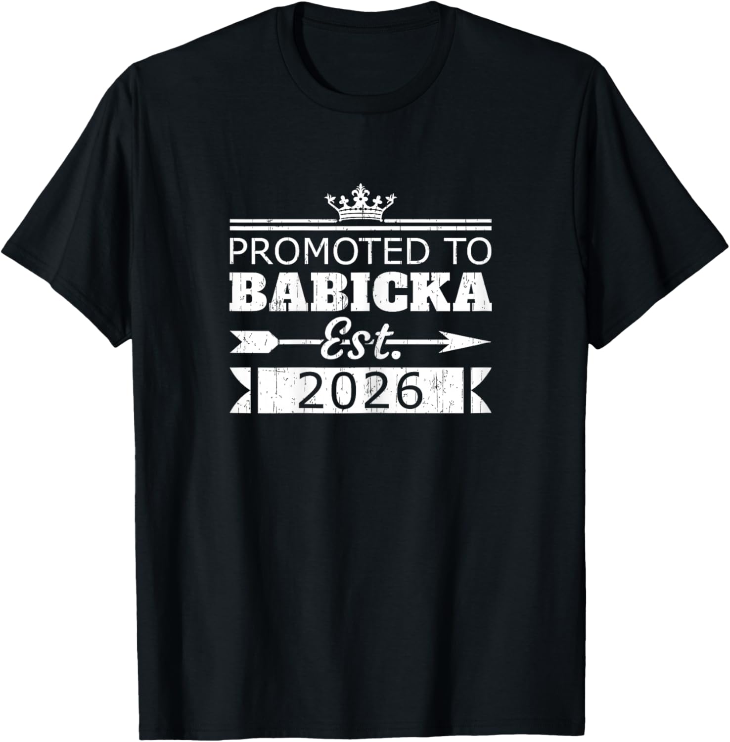 Promoted to Babicka Est 2026 New Grandma Reveal Vintage T-Shirt - T-Shirt | Black