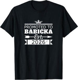 Promoted to Babicka Est 2026 New Grandma Reveal Vintage T-Shirt - T-Shirt | Black