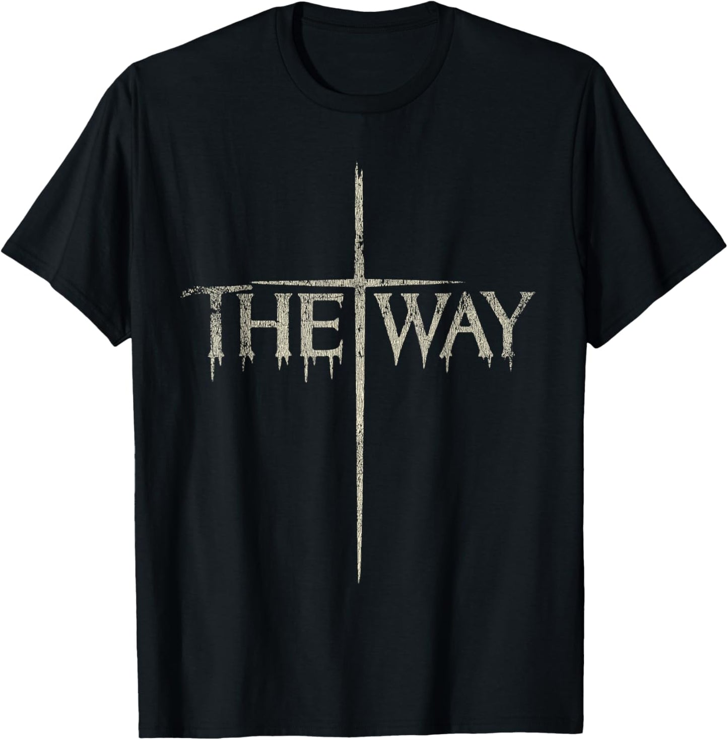 Vintage Retro Style The Way Cross - Christian Religious T-Shirt - T-Shirt | Black