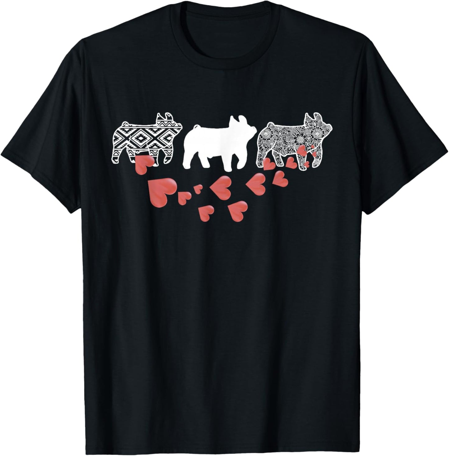 Stockshow Pig Valentine Aztec Show Pig Livestock Pig Breeder T-Shirt - T-Shirt | Black