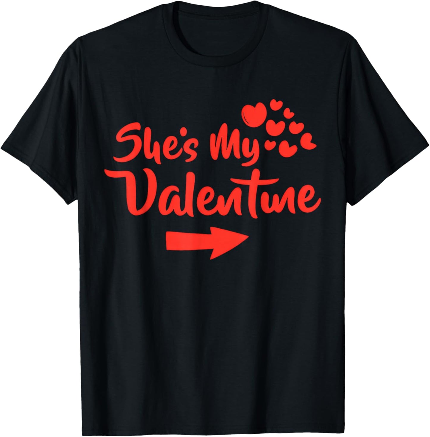 She is My Valentine Matching Couples Love Heart T-Shirt - T-Shirt | Black