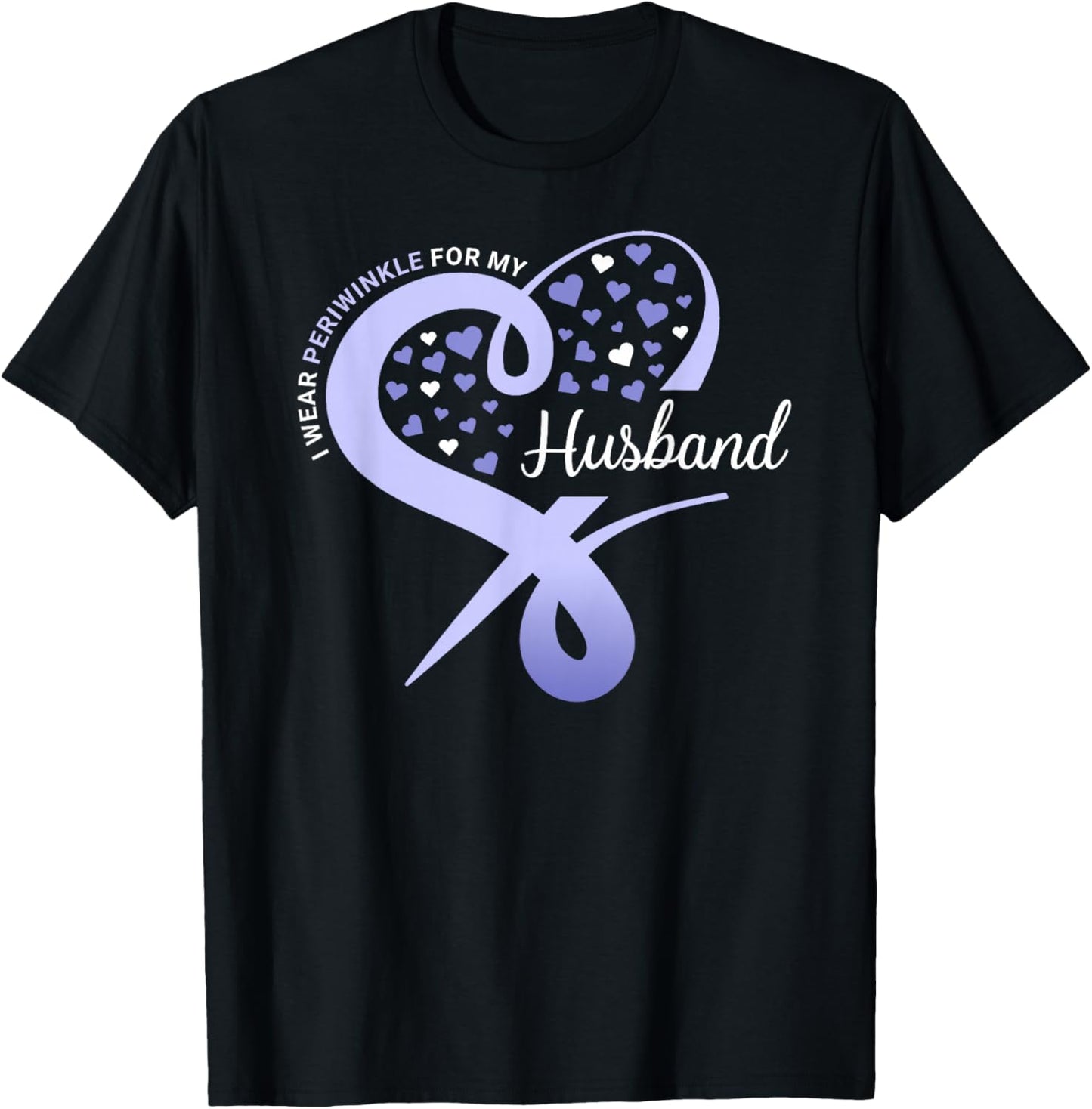 I Wear Periwinkle for My Husband Stomach Cancer Awareness T-Shirt - T-Shirt | Black
