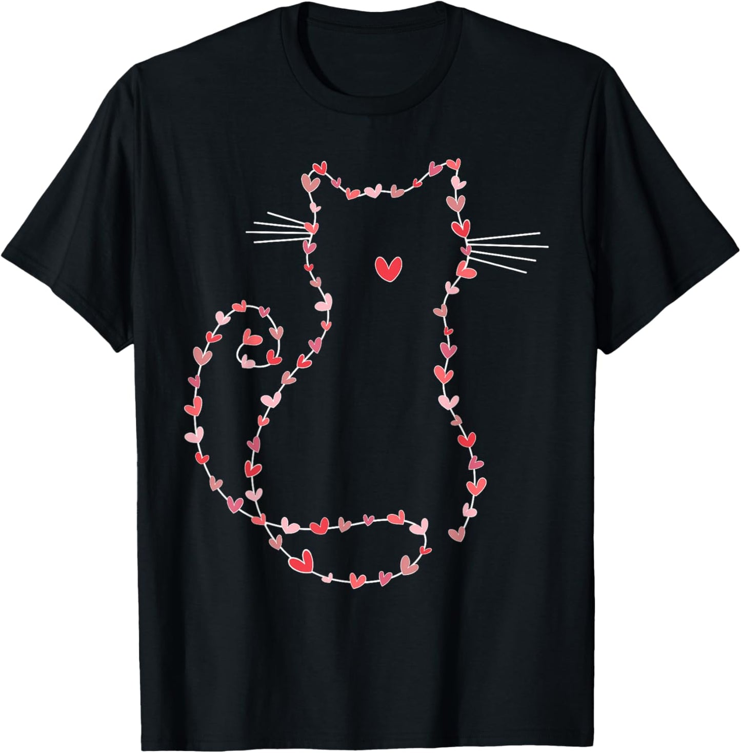 Cute Cat with Hearts Happy Valentines Boys Girls Kids T-Shirt - T-Shirt | Black