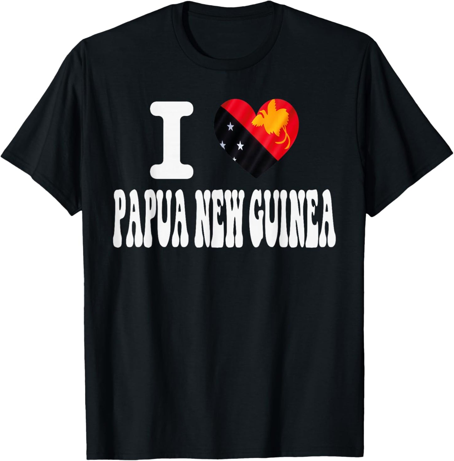 I Love Papua NEW Guinea Heart Flag Retro Travel Souvenir T-Shirt - T-Shirt | Black