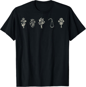 Cardiac Sonographer Cardiac Sonography Floral Cardiac Ultras T-Shirt - T-Shirt | Black