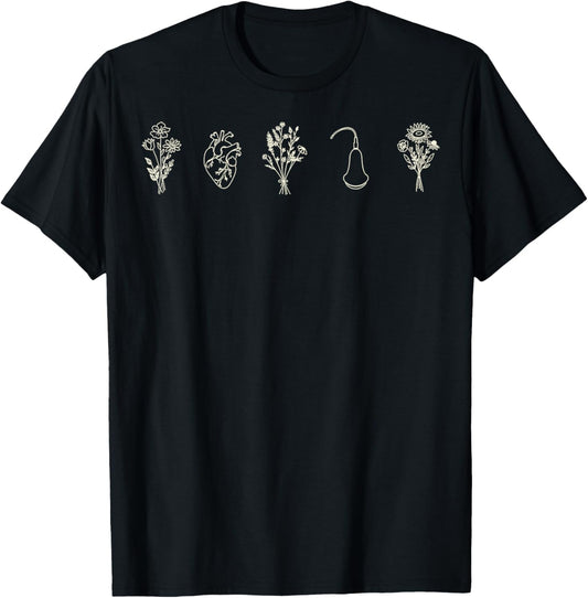 Cardiac Sonographer Cardiac Sonography Floral Cardiac Ultras T-Shirt - T-Shirt | Black