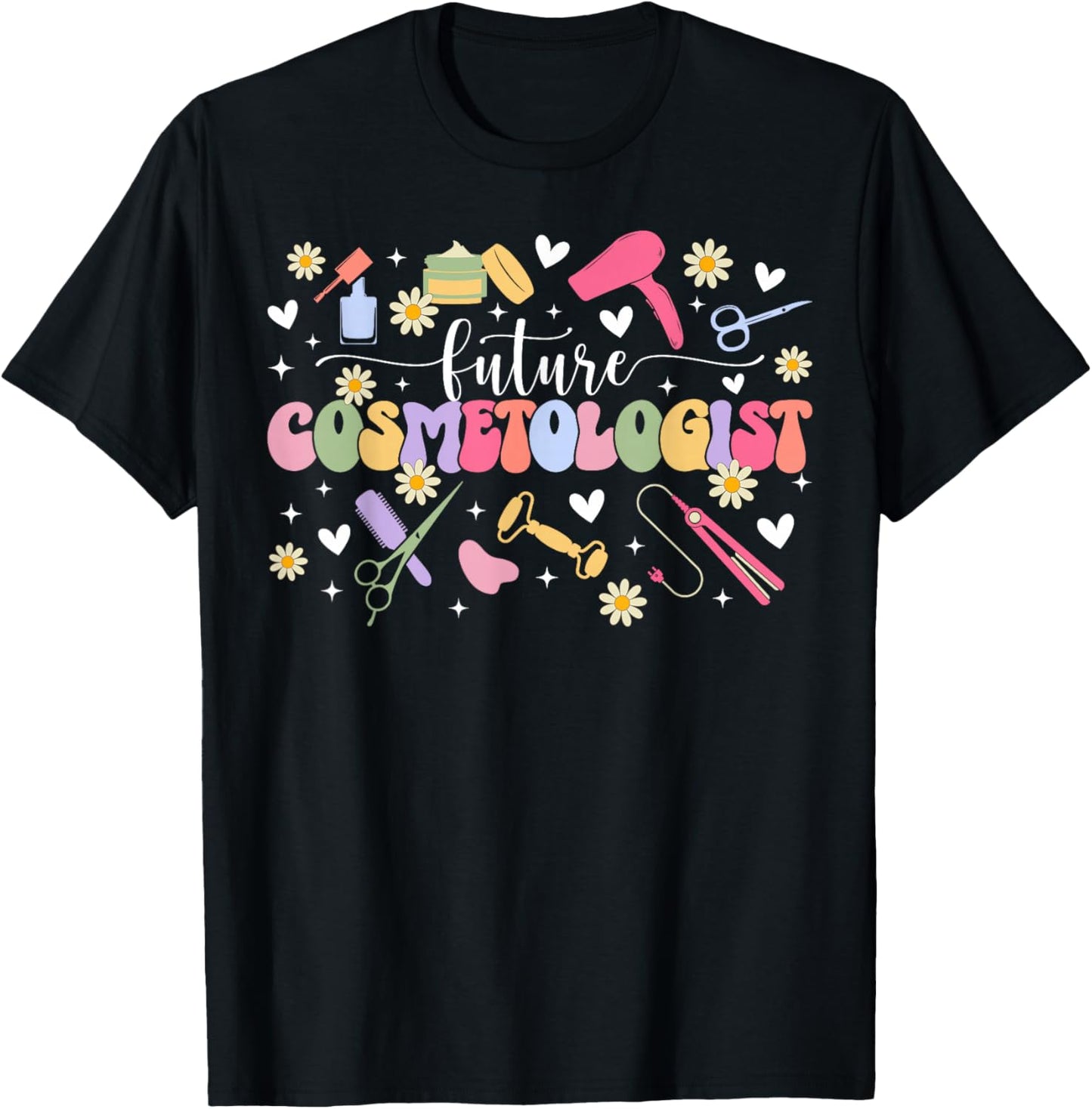 Future Cosmetologist in Progress Groovy Cosmetology Student T-Shirt - T-Shirt | Black