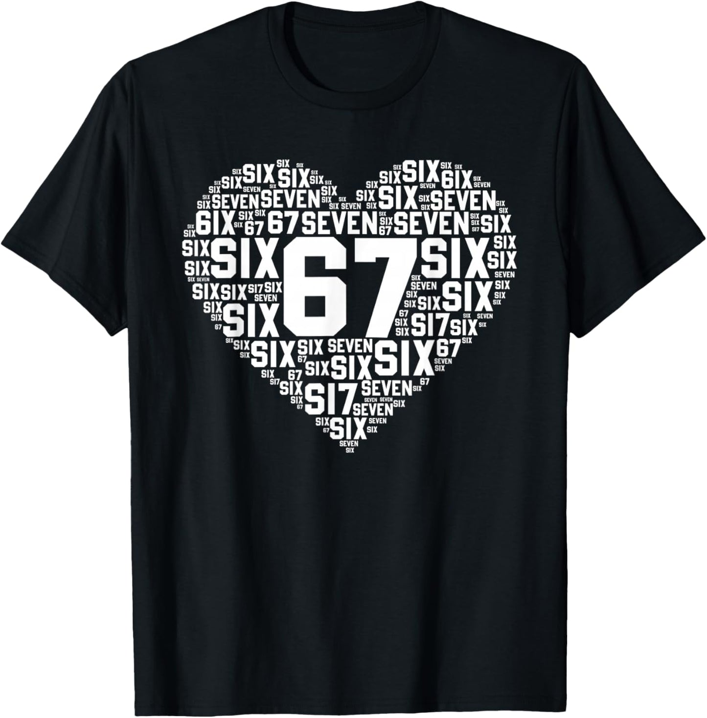 Funny 67 Meme Six Seven Heart Matching Couples Valentines T-Shirt - T-Shirt | Black