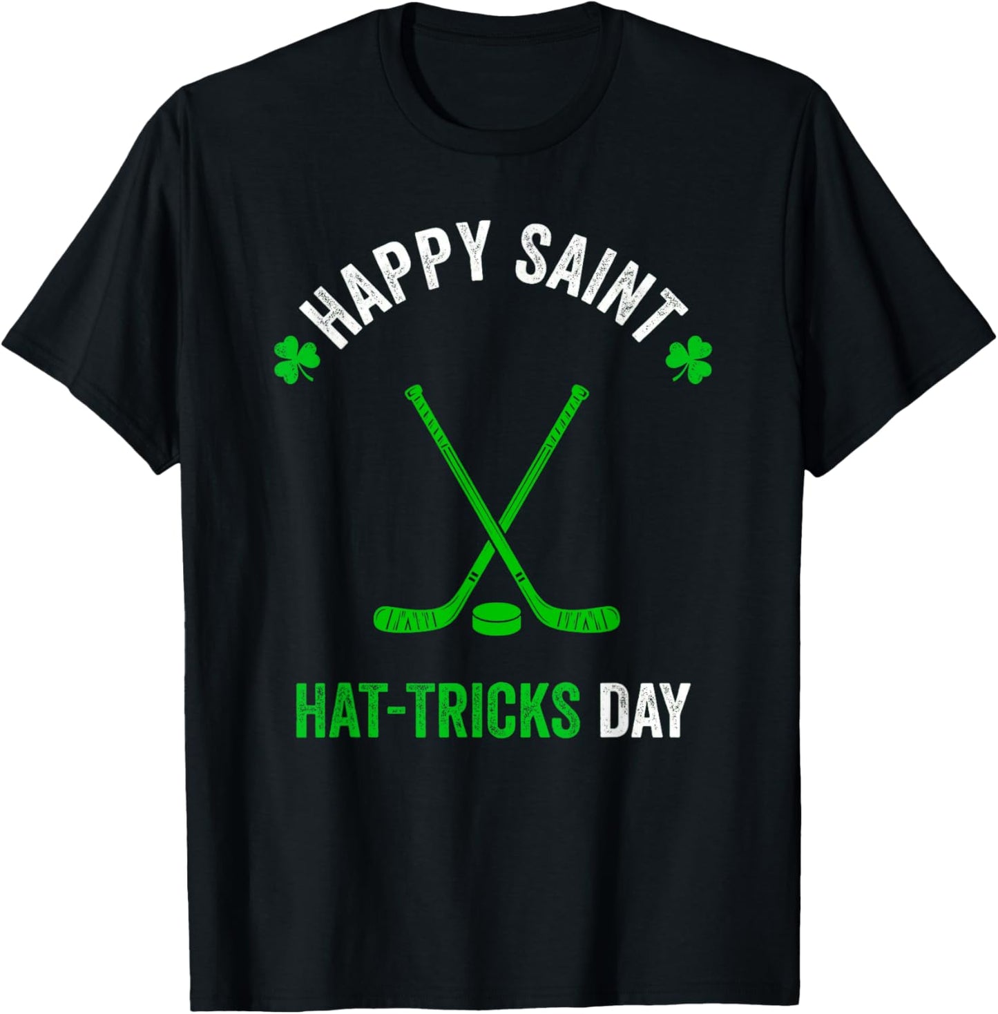 Hockey St Patricks Day Boys Men Shamrock Hockey T-Shirt - T-Shirt | Black