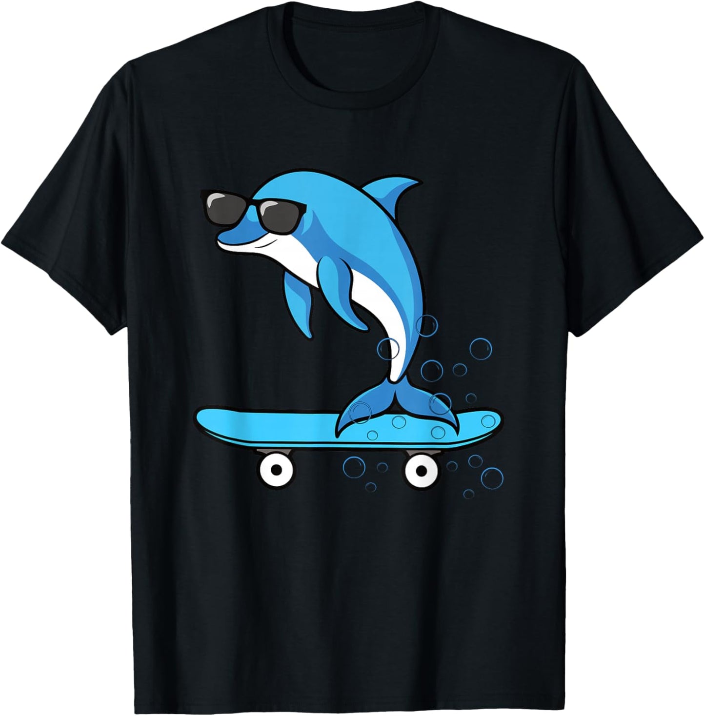 Funny Cool Dolphin Skateboard Boys Kids T-Shirt - T-Shirt | Black