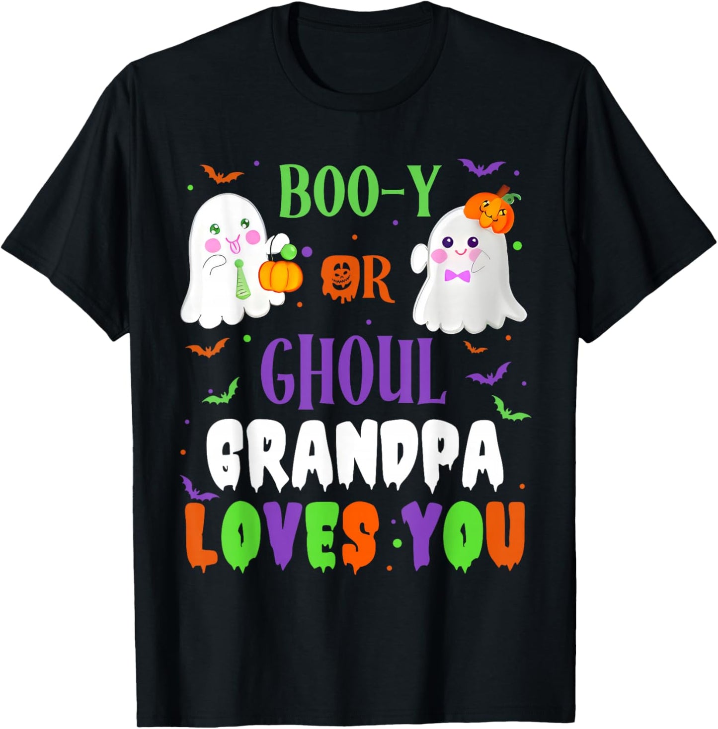 Boo-y Or Ghoul Grandpa Loves You Boo Halloween Baby Gender T-Shirt - T-Shirt | Black