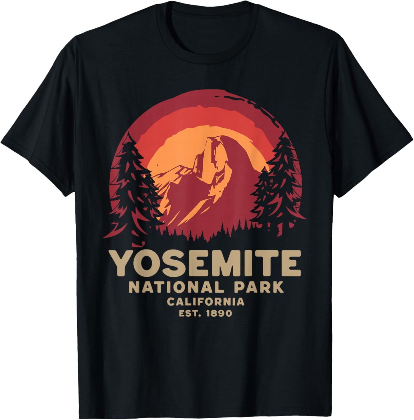 Yosemite National Park California USA Retro Vintage Nature T-Shirt - T-Shirt | Black