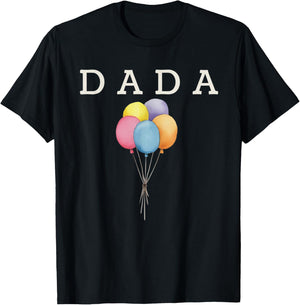 Dada of The Rainbow Balloon Birthday Boy Girl Family T-Shirt - T-Shirt | Black