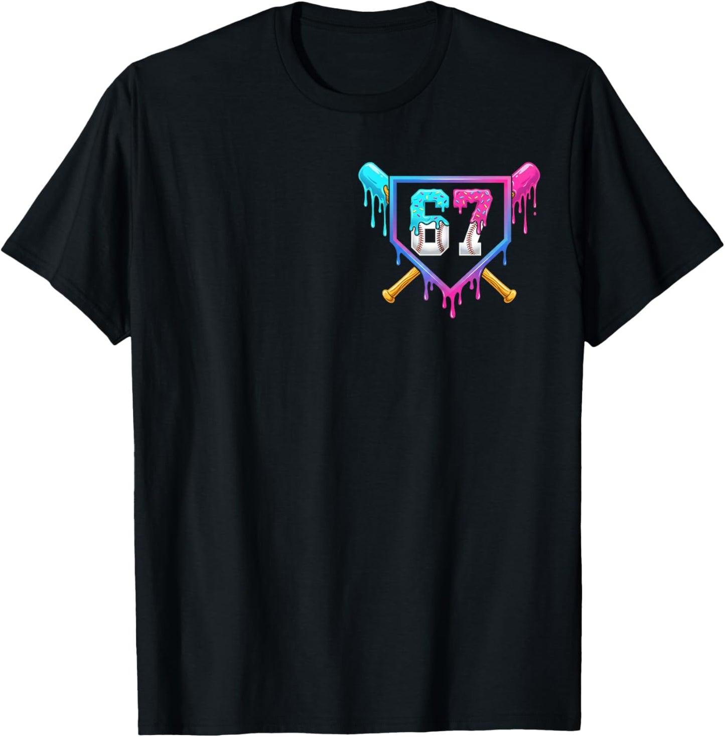 Baseball 67 Six Seven Meme Funny 6-7 Drip Baseball Boys Men T-Shirt - T-Shirt | Black
