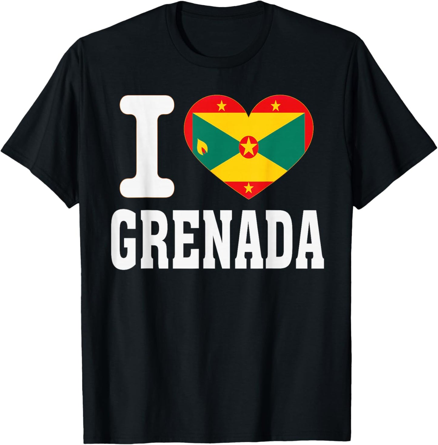 I Love Grenada Heart Souvenir Lovers Pride Travel T-Shirt - T-Shirt | Black